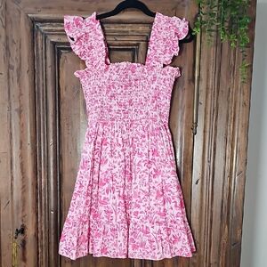 Hill House Pink Floral Ruffle Dress